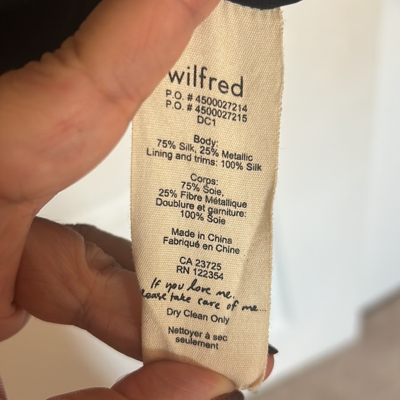 Aritzia Wilfred silk & gold metallic thread embroidered lined tunic dress SZ XS - Picture 6 of 6